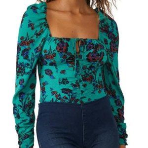 NWT Hilary Print Keyhole Neck Top Free People Blouse